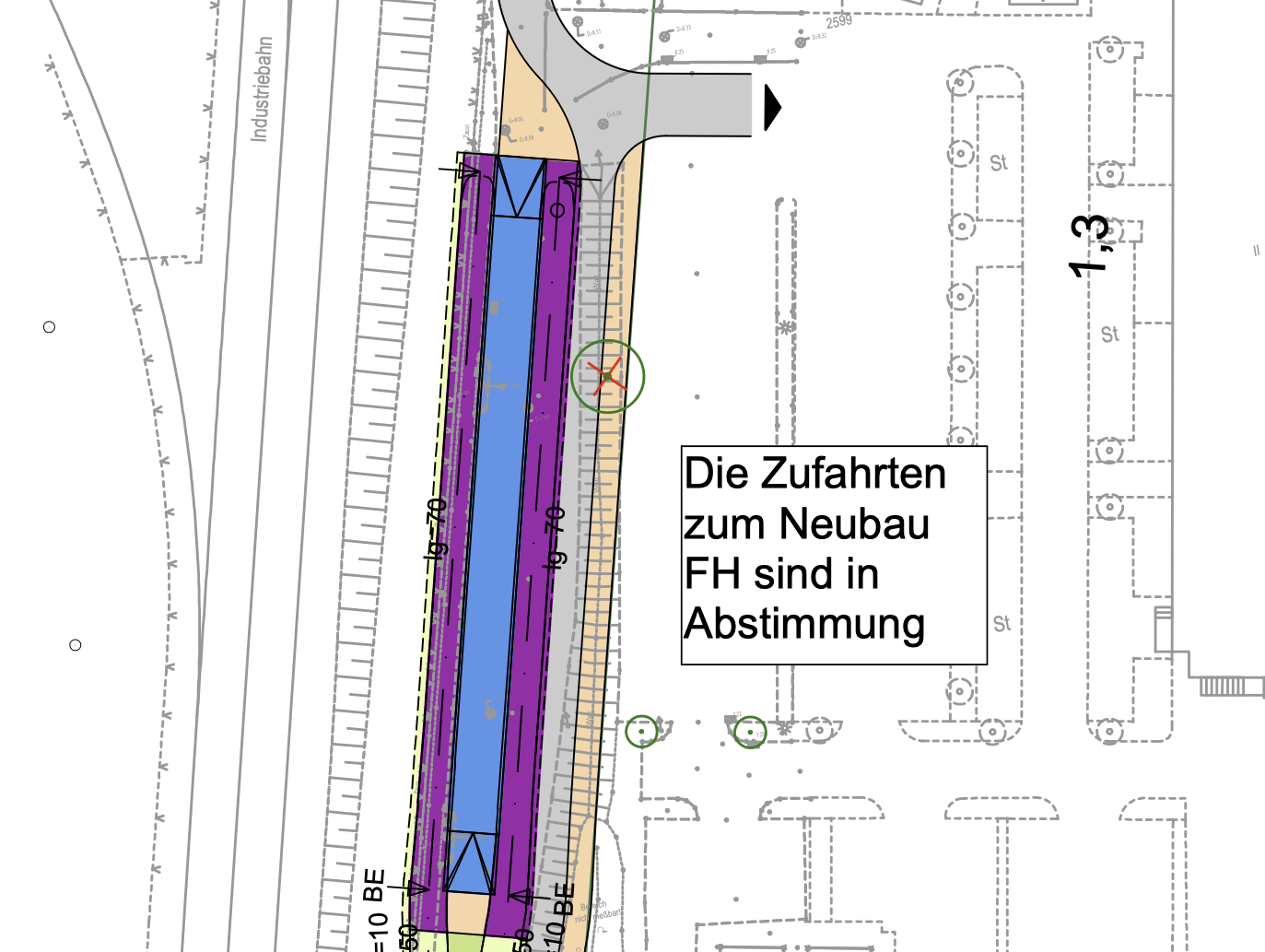 Darstellung einer Option im Planungsabschnitt 9 zur Endhaltestelle Fachhochschule östliche Einbahnstraße